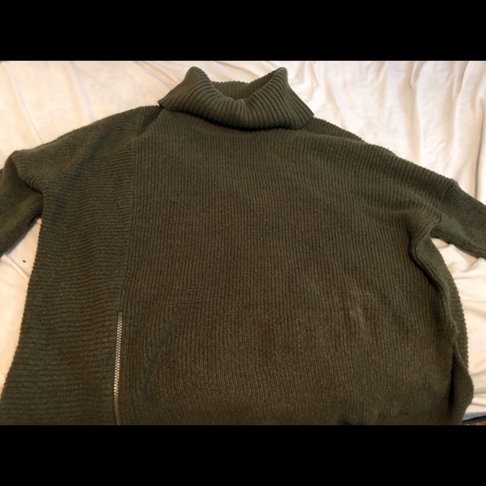 Army green turtleneck sweater